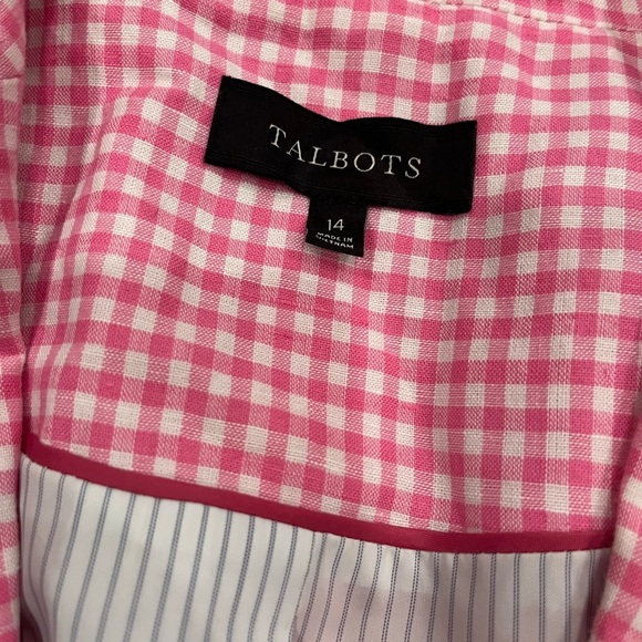 [US14]Talbots Collette’s Pink Gingham Preppy Women's Linen Blend Blazer NWOT - Picture 5 of 15